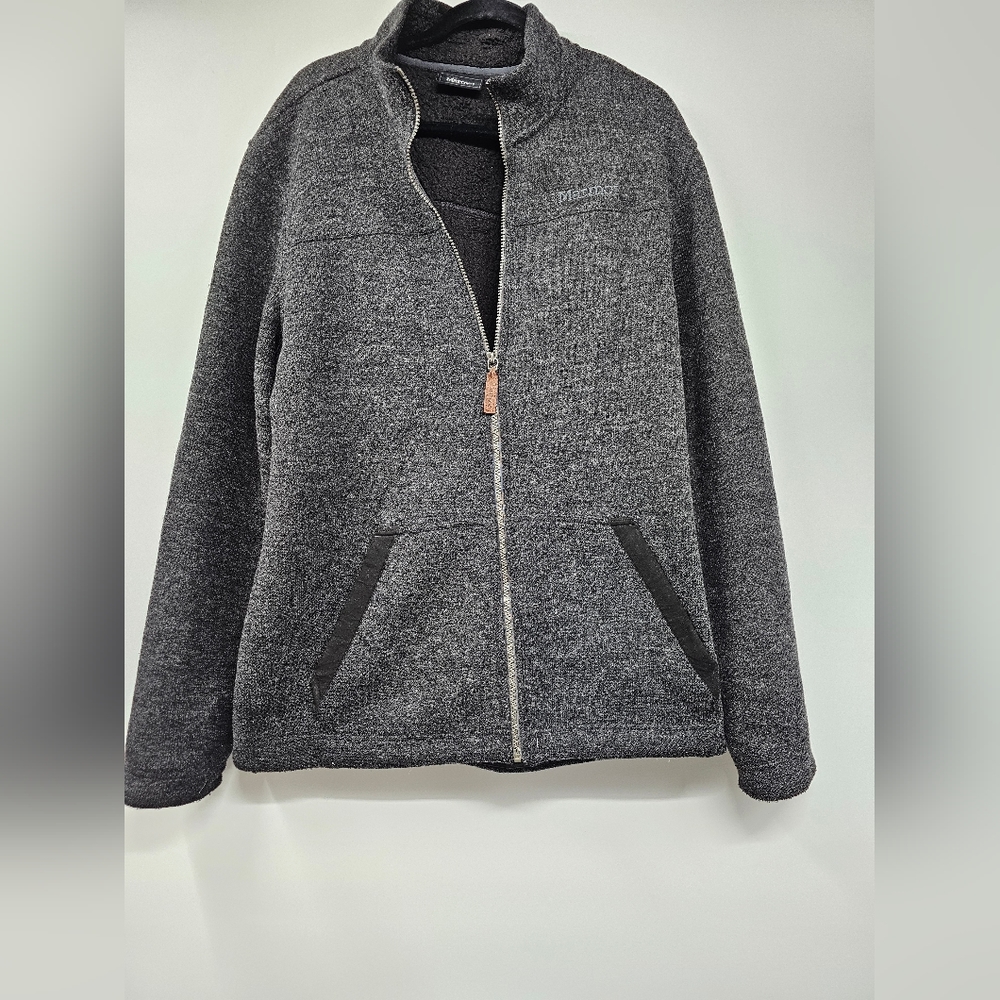 MARMOT  Gray zip up heavy fleece sweatshirt cardigan jacket Men's Size XL